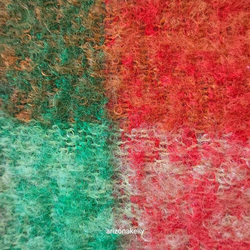 Vibrant Mohair/Wool Scarf Red Green Orange Yellow - Picture 4 of 10